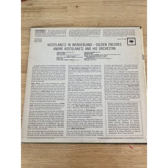 Andre Kostelanetz In Wonderland Golden Encores Vinyl Record CS 8878 VTG Album - Picture 4 of 4